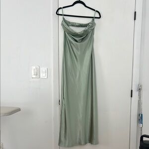 Elegant Green Satin Dress